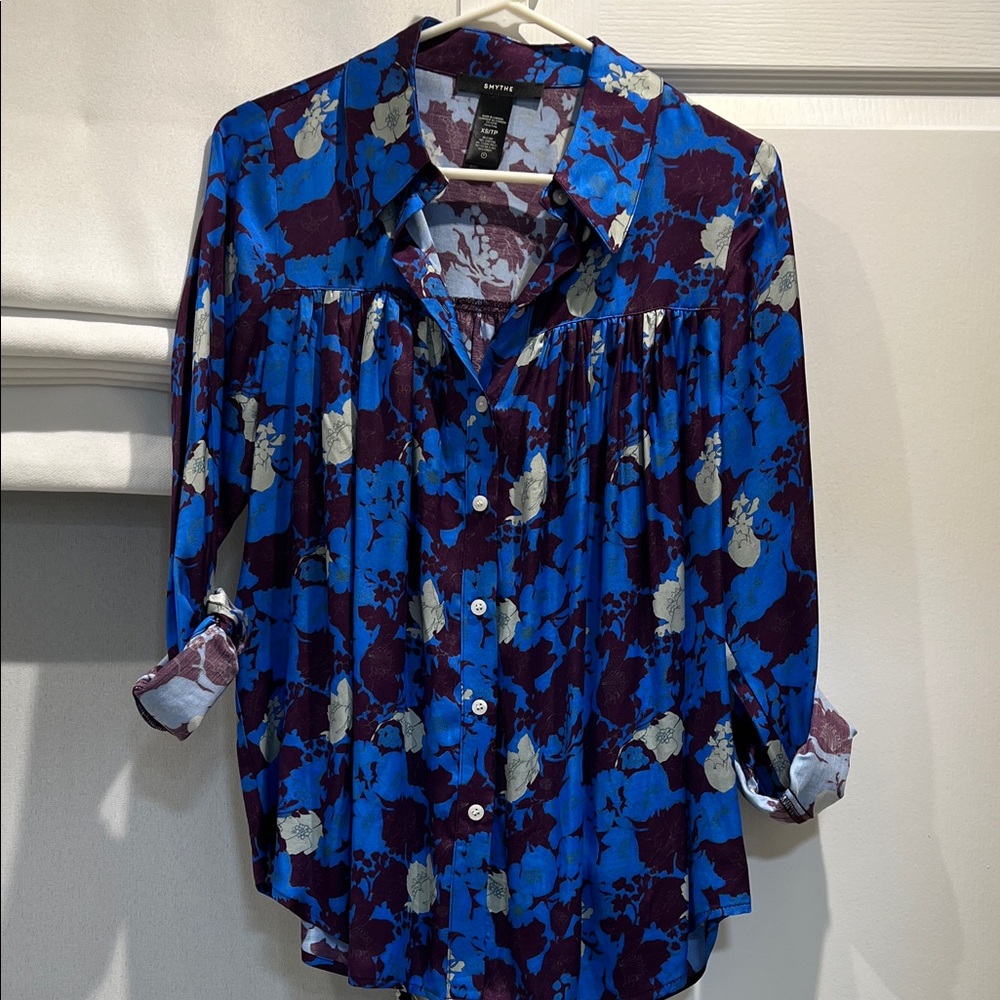 SMYTHE Patterned Blue and Purple Women's Top